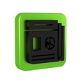 Black News icon isolated on transparent background. Newspaper sign. Mass media symbol. Green square button.