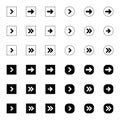 Black next right up arrows set digital symbol pointer icons logo sign button collection. EPS 10 modern flat simple cursor vector Royalty Free Stock Photo