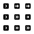 Black next right up arrows set digital symbol pointer icons logo sign button collection. EPS 10 modern flat simple cursor vector Royalty Free Stock Photo