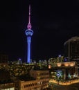 Auckland`s Sky Tower by night Royalty Free Stock Photo