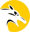 Black night wolf on yellow background illustration Royalty Free Stock Photo
