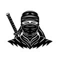 Black ninja sign with a sword.