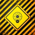 Black No direct sunlight icon isolated on yellow background. Warning sign. Vector