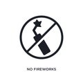 black no fireworks isolated vector icon. simple element illustration from traffic signs concept vector icons. no fireworks Royalty Free Stock Photo