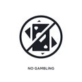 black no gambling isolated vector icon. simple element illustration from traffic signs concept vector icons. no gambling editable