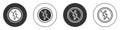 Black No lightning icon isolated on white background. No electricity. Circle button. Vector Royalty Free Stock Photo