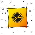 Black No smoking icon isolated on white background. Cigarette smoking prohibited sign. Yellow square button. Vector