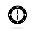 Black north direction compass icon