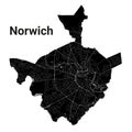 Black Norwich city map, administrative area Royalty Free Stock Photo