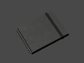 Black notebook with blackrubber band. 3d rendering