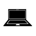 Black notebook computer icon silhouette banner isolte on white background Royalty Free Stock Photo