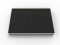Black notebook with golden spiral binding and leather covers - top down side view Royalty Free Stock Photo