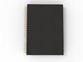 Black notebook with golden spiral binding and leather covers - top down view Royalty Free Stock Photo