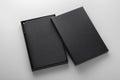 Black notebook, black pu leather cover in in box Royalty Free Stock Photo