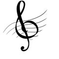 black notes on a white background Elegant treble clef Royalty Free Stock Photo