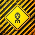 Black Nuclear bomb icon isolated on yellow background. Rocket bomb flies down. Warning sign. Vector Royalty Free Stock Photo