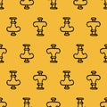 Black nuklear mushroom cloud, hand drawn seamless pattern Royalty Free Stock Photo