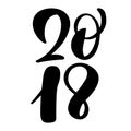 Black number christmas 2018 hand drawn lettering on white Royalty Free Stock Photo