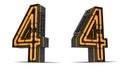 Number Neon light 3d rendering illustration with clipping paths.