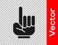Black Number 1 one fan hand glove with finger raised icon isolated on transparent background. Symbol of team support in Royalty Free Stock Photo