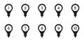 Black Numbered Location Pin Solid Icon Set. Sequential Map Marker Silhouette Symbol Collection. Navigation, Geolocation Royalty Free Stock Photo