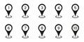 Black Numbered Location Pin Solid Icon Set. Sequential Map Marker Silhouette Symbol Collection. Navigation, Geolocation Royalty Free Stock Photo