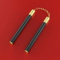 Black nunchaku with gold chain