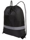 Black nylon drawstring bag with reflective tape, isolated over white Royalty Free Stock Photo