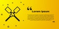 Black Oars or paddles boat icon isolated on yellow background. Vector Royalty Free Stock Photo