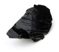 Black obsidian piece on white background Royalty Free Stock Photo