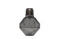 Black octagonal glass perfume bottle, or diamond pattern isolated on white background