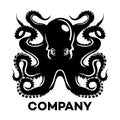 Black octopus logo. Vector illustration.