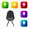 Black Office chair icon isolated on white background. Set icons in color square buttons. Vector Illustration Royalty Free Stock Photo