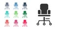 Black Office chair icon isolated on white background. Set icons colorful. Vector Royalty Free Stock Photo