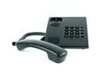 Black office phone with handset near isolated Royalty Free Stock Photo