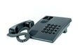 Black office phone with handset near isolated Royalty Free Stock Photo