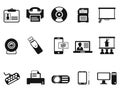 Black office technology icons set