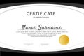 Black official certificate with stamp, vector illustration