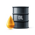 Black oil barrel with drop on white realistic objec Royalty Free Stock Photo