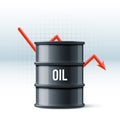Black oil barrel with drop on white realistic objec Royalty Free Stock Photo