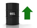 Black oil barrel with green upwards arrow Royalty Free Stock Photo