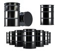 set of Black oil barrels brent isolated on white background