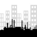 Black oil factory silhouette and industrial city view. Petroleum industry. Vector template for web, infographics or interface Royalty Free Stock Photo