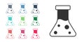 Black Oil petrol test tube icon isolated on white background. Cmemistry flask and falling drop. Set icons colorful Royalty Free Stock Photo