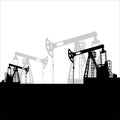 Black oil pumpjack silhouette on white background. Petroleum industry. Vector template for web, infographics or interface design. Royalty Free Stock Photo