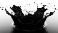 Black Oil Splash Forming Crown Shape on Reflective Surface Royalty Free Stock Photo