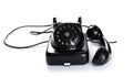Black, old or classic telephone, isolated on a white background