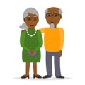 Black old couple wearing glasses.