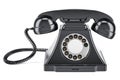 Black old-fashioned phone, 3D rendering