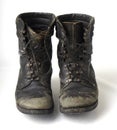 Black old military boots Royalty Free Stock Photo